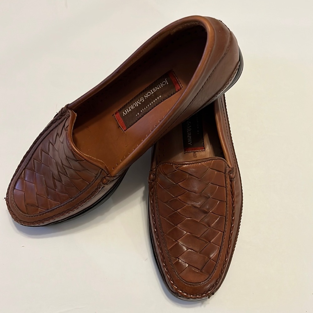 Johnston & Murphy Men’s Brown Locklin Woven Leather Loafers  Size 11.5
